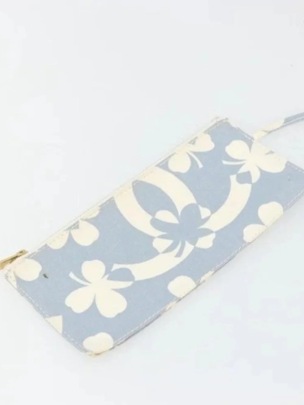 CHANEL COCO Mark Chain Shoulder Bag Canvas Light Blue Gold CC Auth YKZ826A